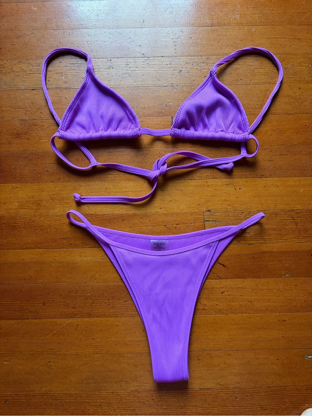Kulani Kinis Lilac Ribbed Triangle Bikini Set